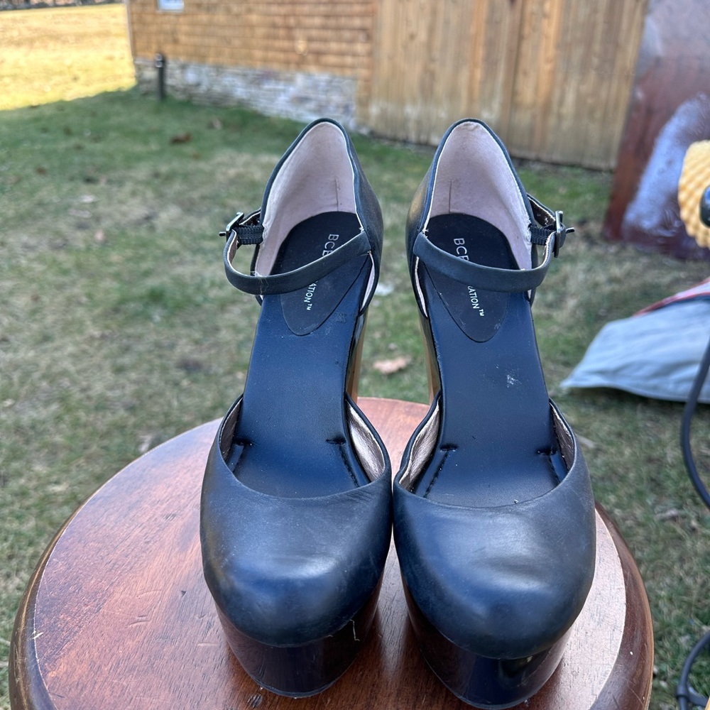 Bcbgeneration Platform Leather Pumps With Wooden … - image 6